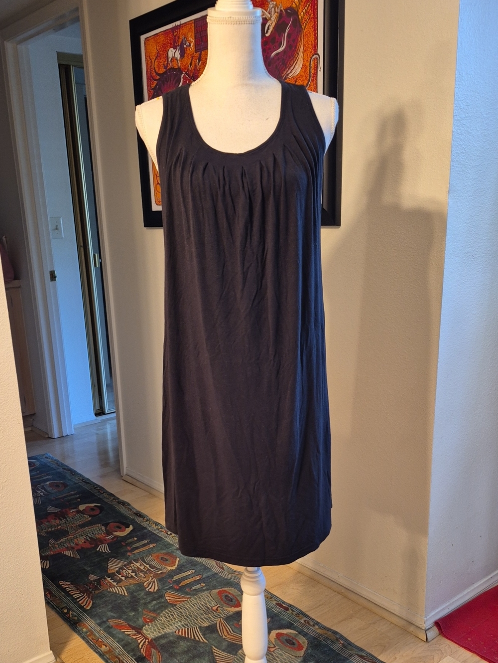 Yala Black Midi Dress No Pockets Raindrop Back Opening Sleeveless Flowy Light